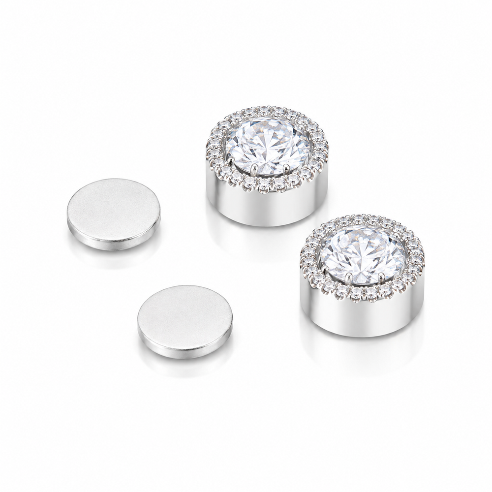 Moissanite Earrings – Halo Magnetic Studs