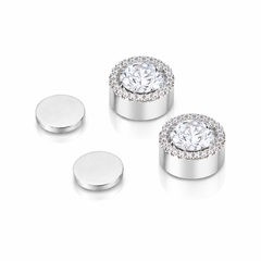 Moissanite Earrings – Halo Magnetic Studs