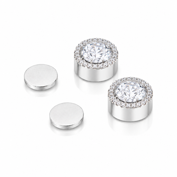 Moissanite Earrings – Halo Magnetic Studs