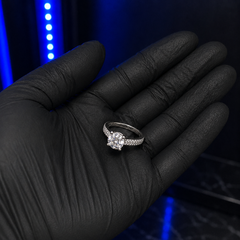 Moissanite Ring – Pave Solitaire